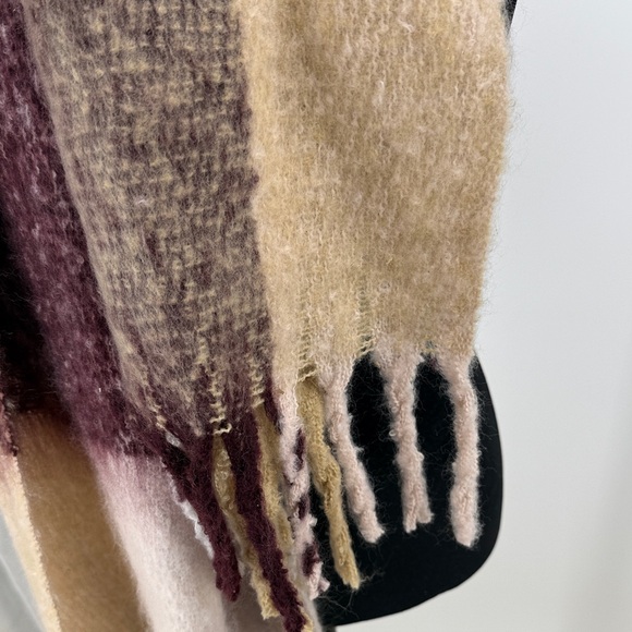 Lucky Brand Plaid Scarf in Burgundy, Cream, and Tan - Picture 4 of 5